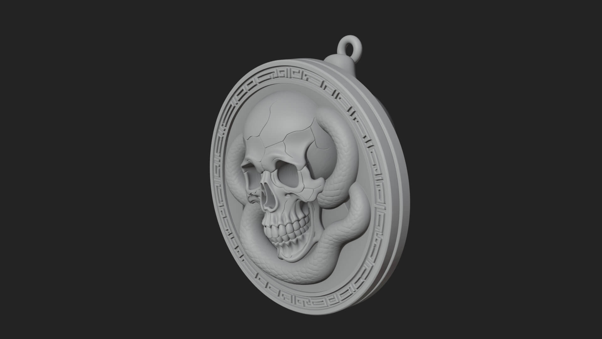 Snake Skull Oval Relief Plaque Design 2 3D Print Model 3D Model