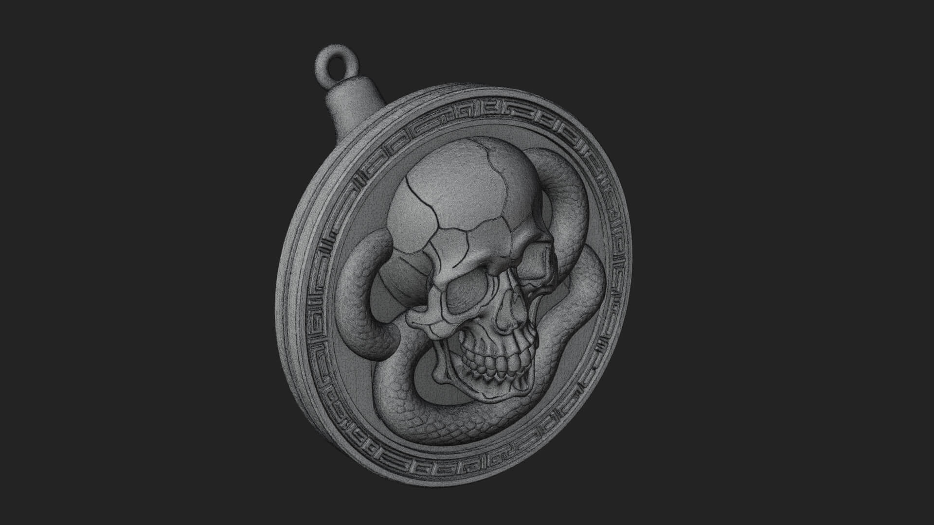 Snake Skull Oval Relief Plaque Design 2 3D Print Model 3D Model