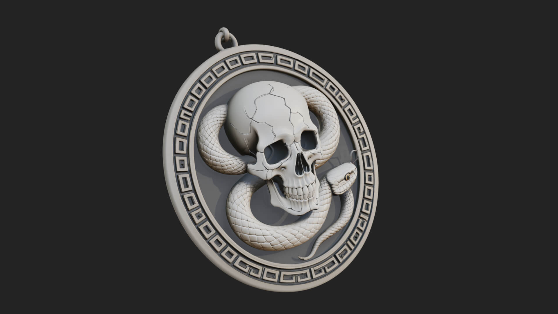 Snake Skull Oval Relief Plaque Design 3 3D Print Model 3D Model