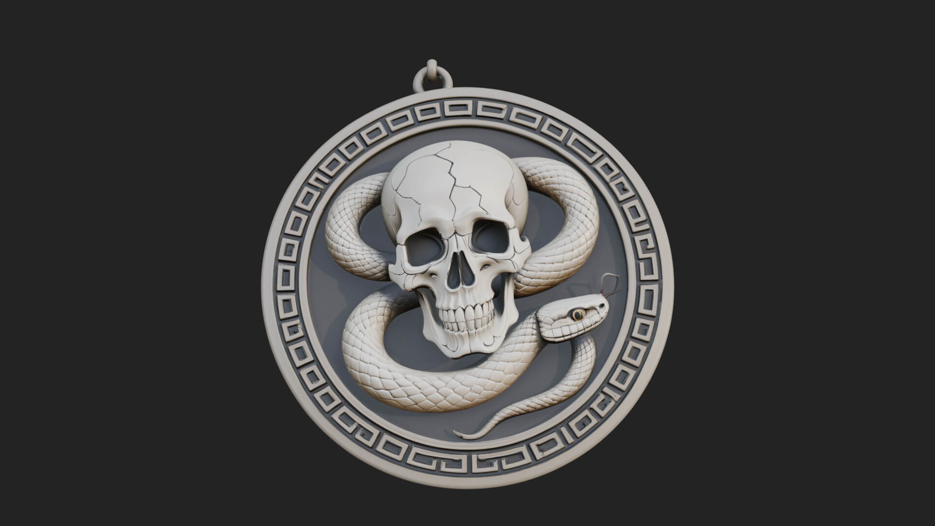 Snake Skull Oval Relief Plaque Design 3 3D Print Model 3D Model
