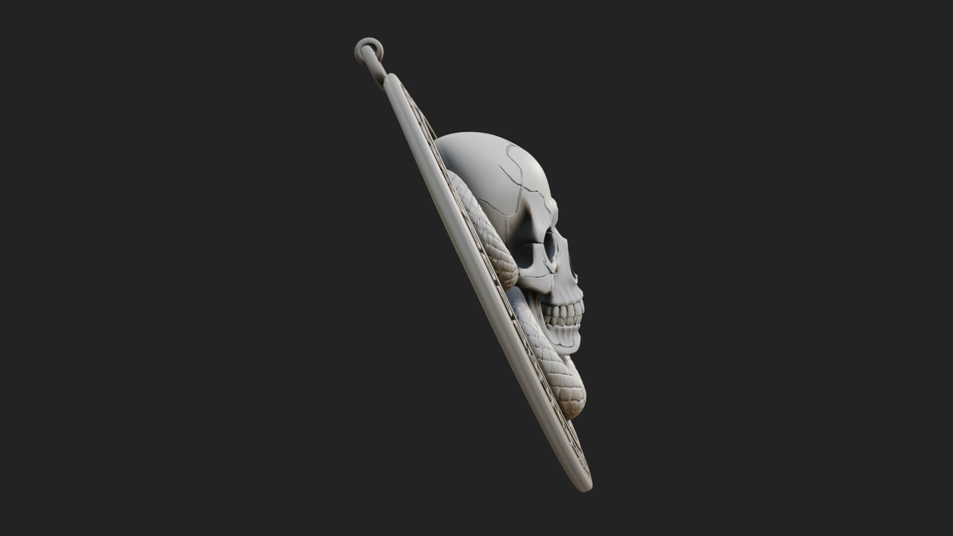 Snake Skull Oval Relief Plaque Design 3 3D Print Model 3D Model