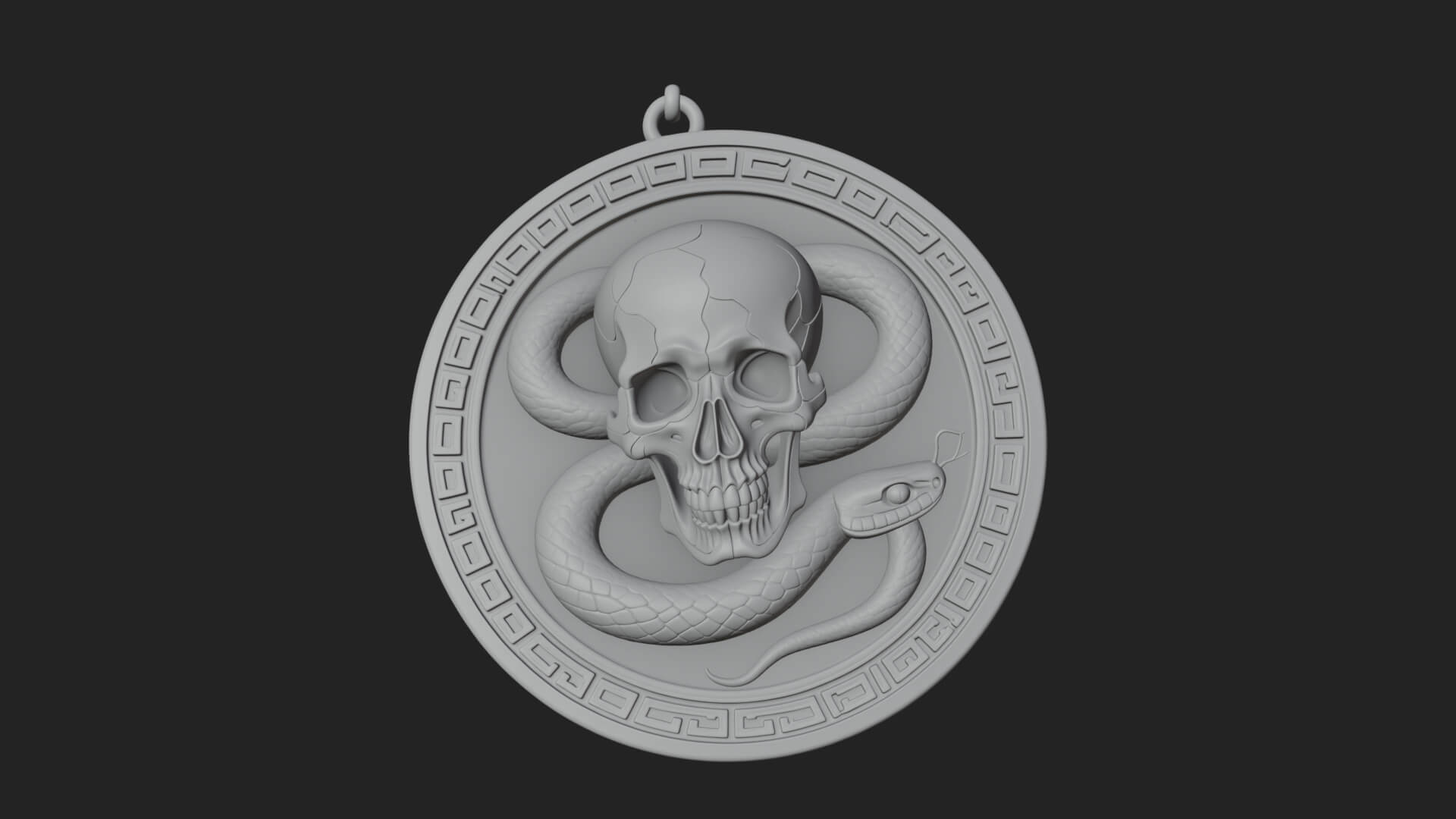 Snake Skull Oval Relief Plaque Design 3 3D Print Model 3D Model