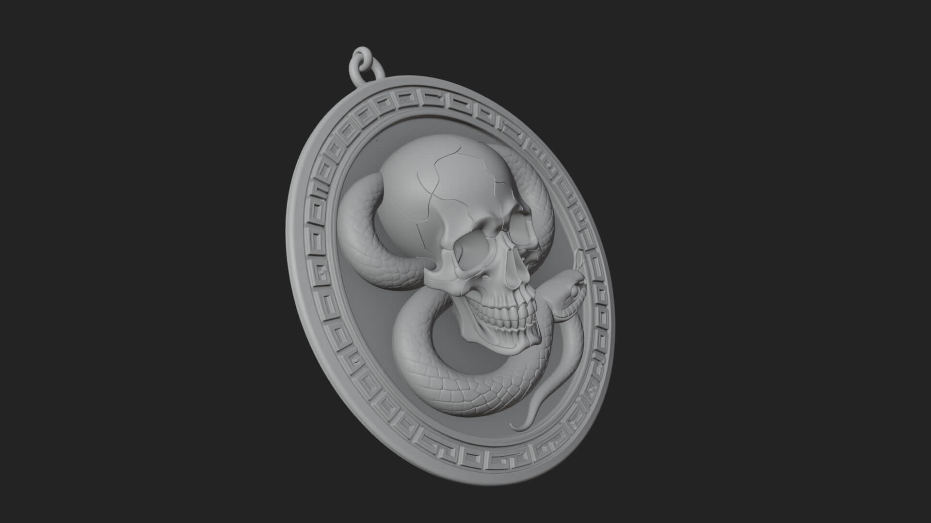 Snake Skull Oval Relief Plaque Design 3 3D Print Model 3D Model