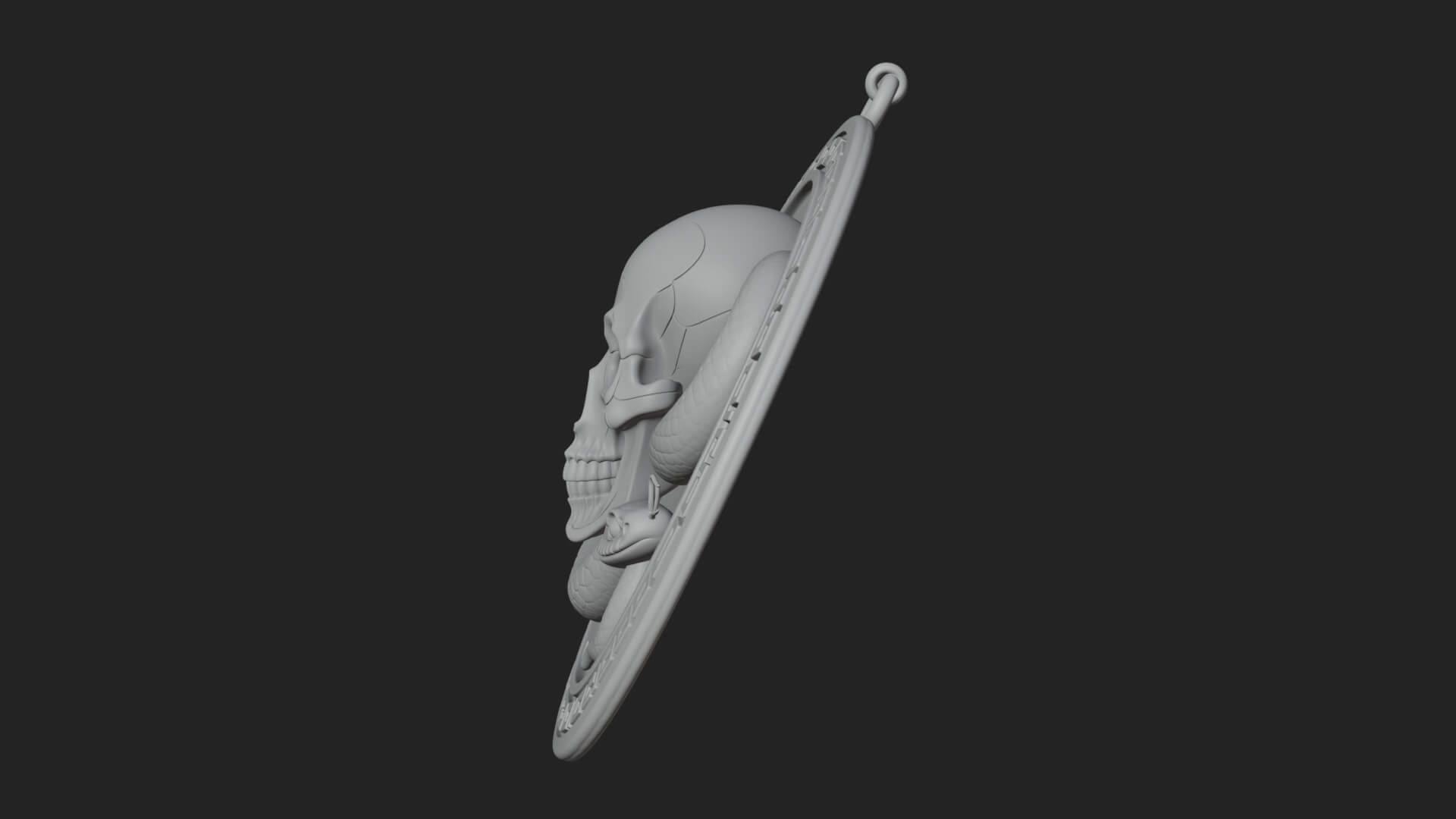 Snake Skull Oval Relief Plaque Design 3 3D Print Model 3D Model