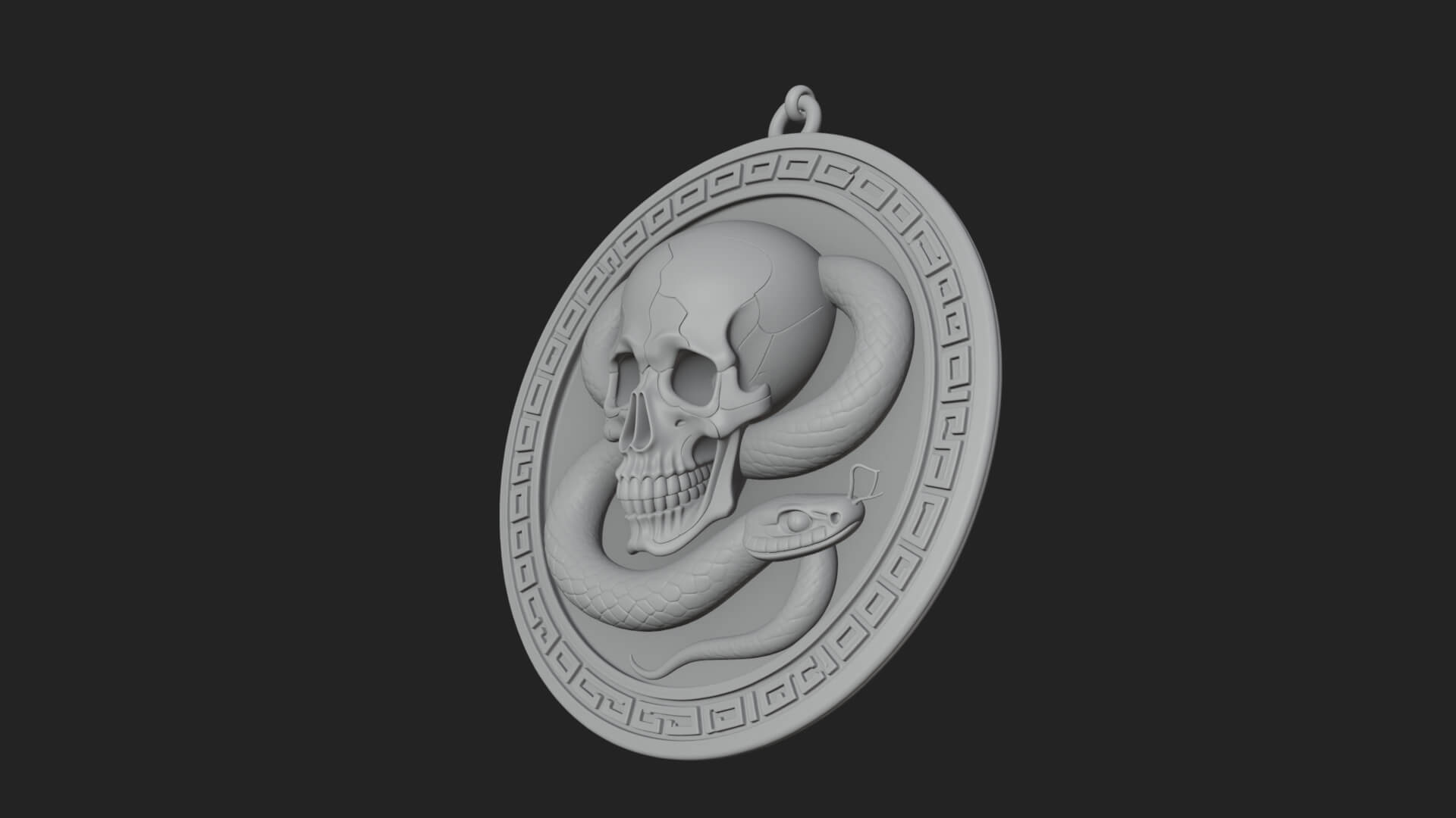 Snake Skull Oval Relief Plaque Design 3 3D Print Model 3D Model