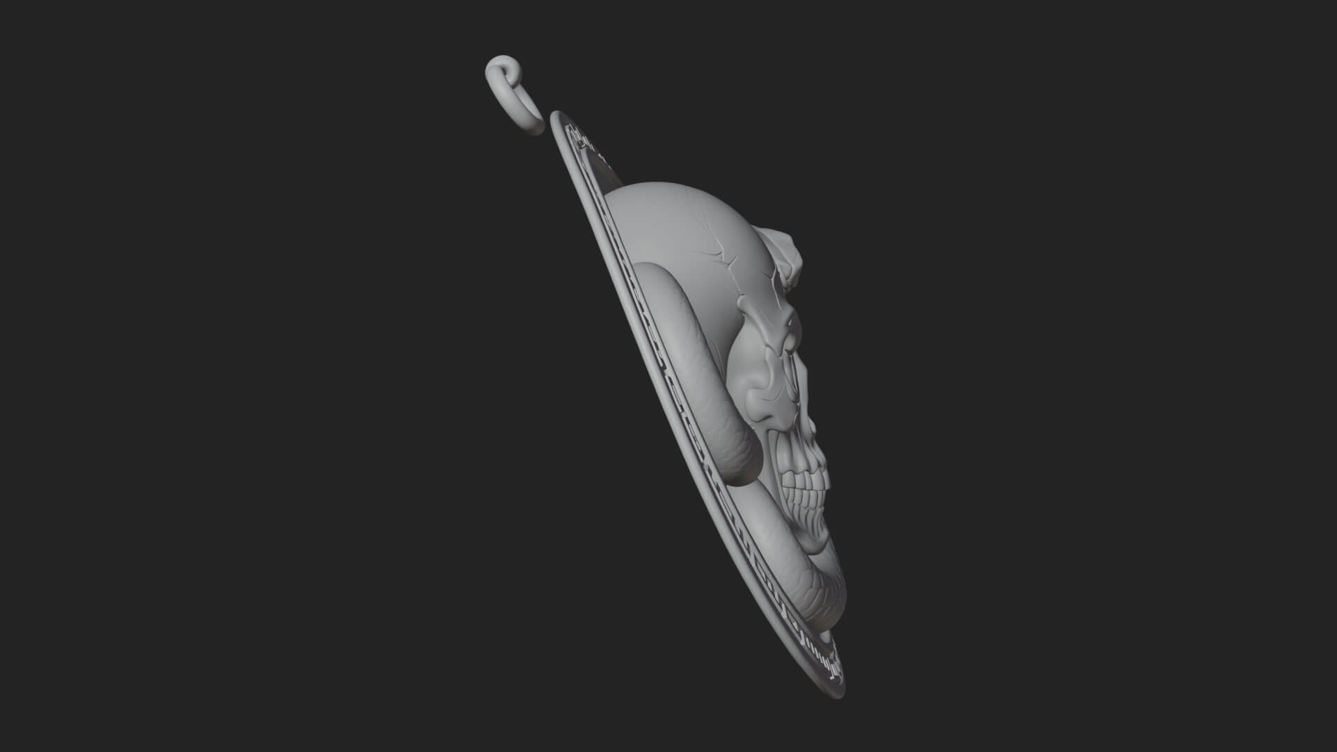 Snake Skull Oval Relief Plaque Design 4 3D Print Model 3D Model