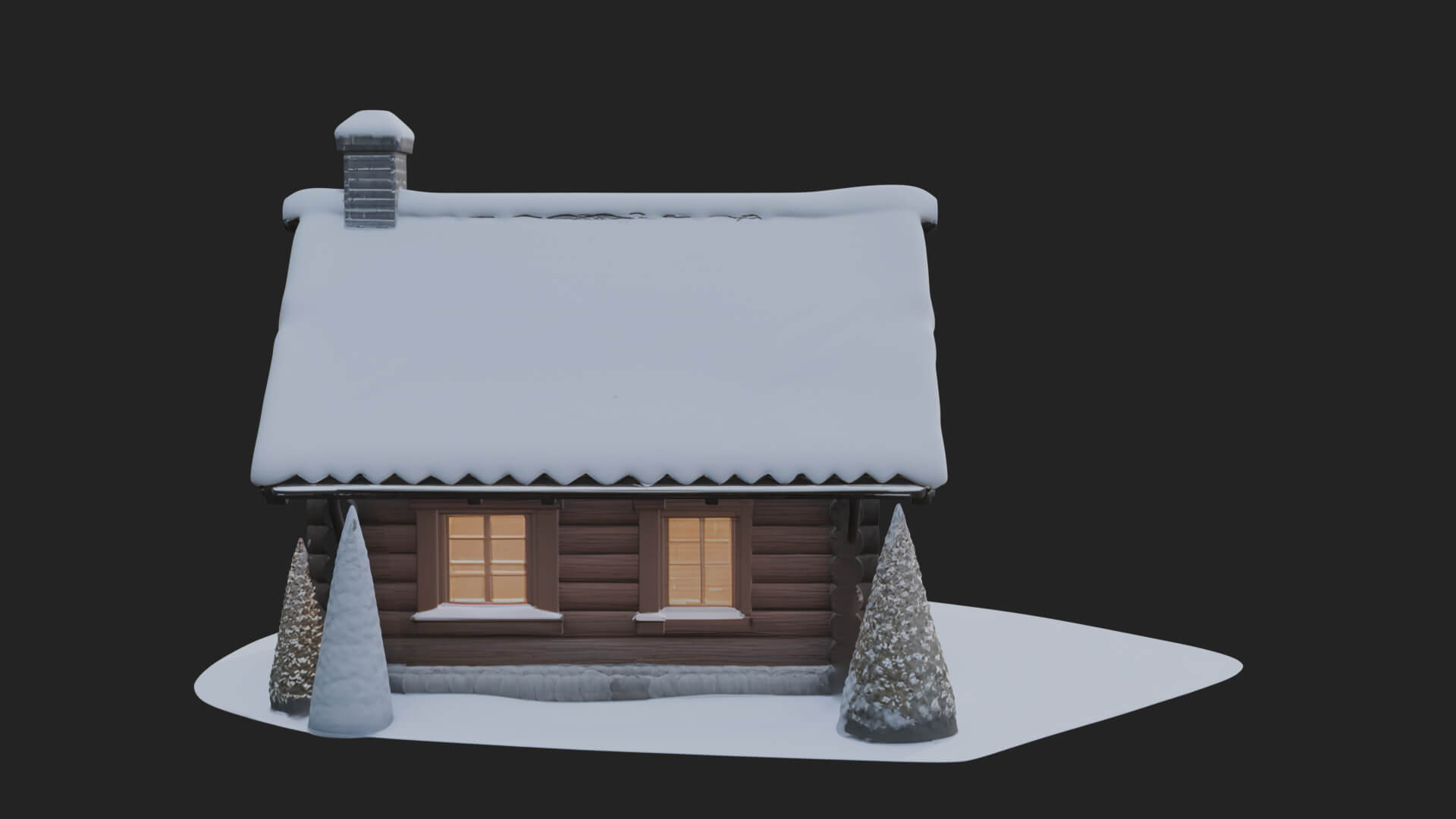 Snow Covered Log Cabin House Design 1 3D Print Model 3D Model