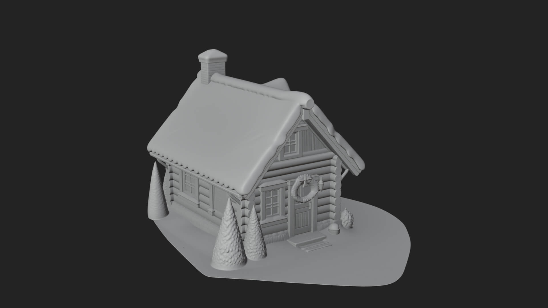 Snow Covered Log Cabin House Design 1 3D Print Model 3D Model