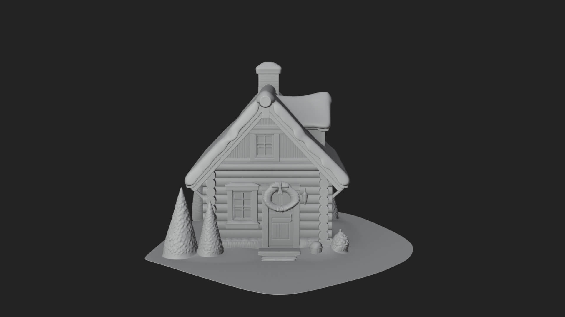 Snow Covered Log Cabin House Design 1 3D Print Model 3D Model
