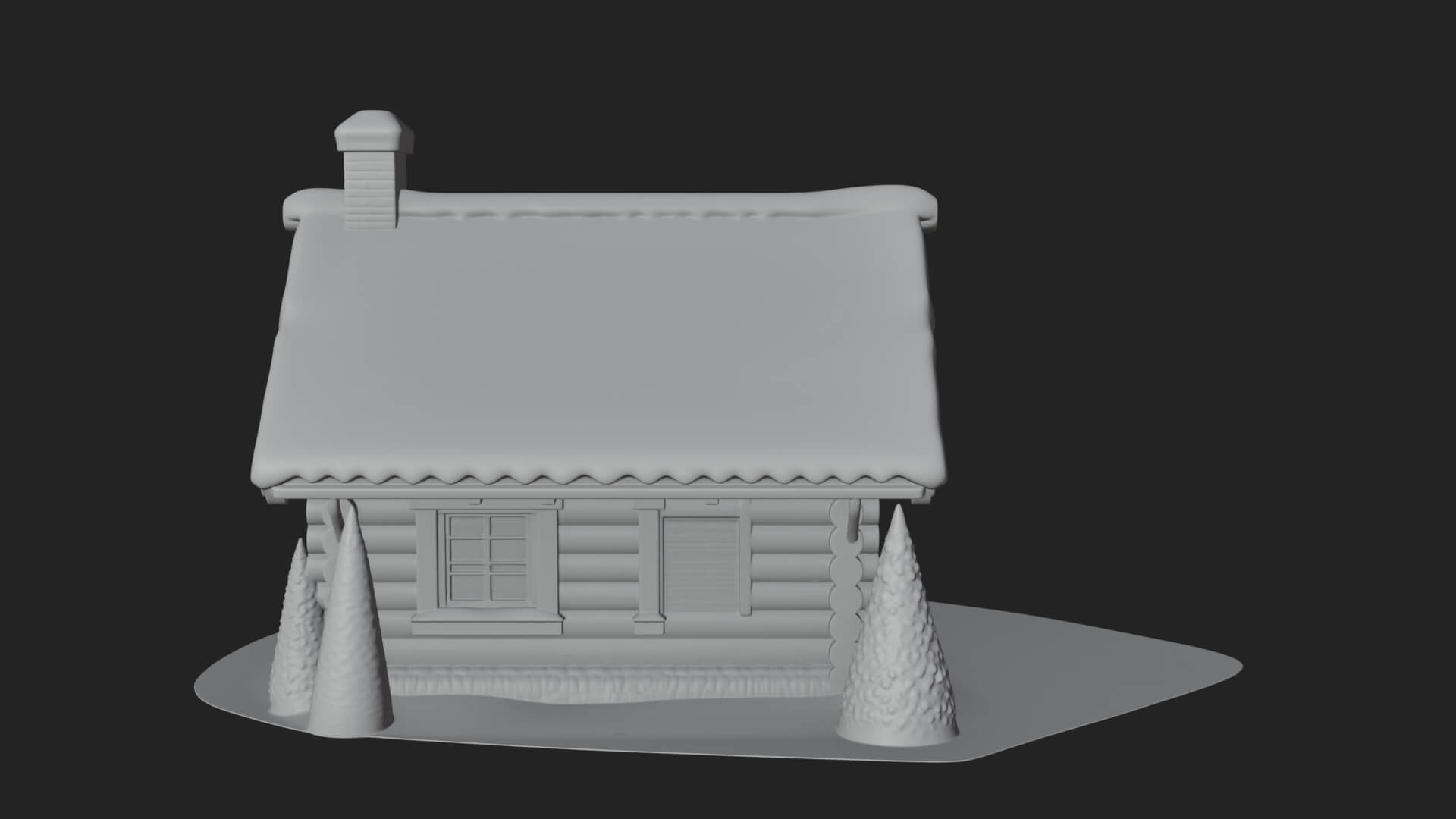 Snow Covered Log Cabin House Design 1 3D Print Model 3D Model