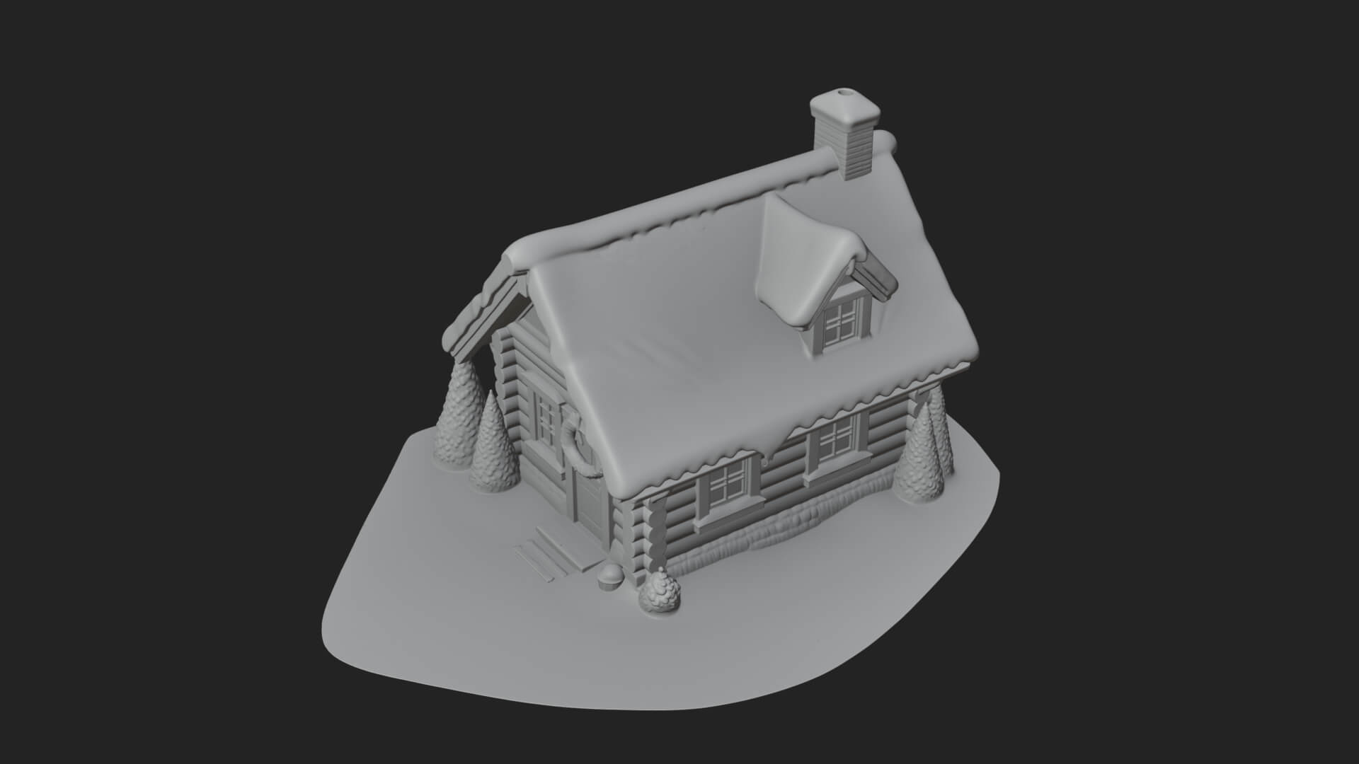 Snow Covered Log Cabin House Design 1 3D Print Model 3D Model