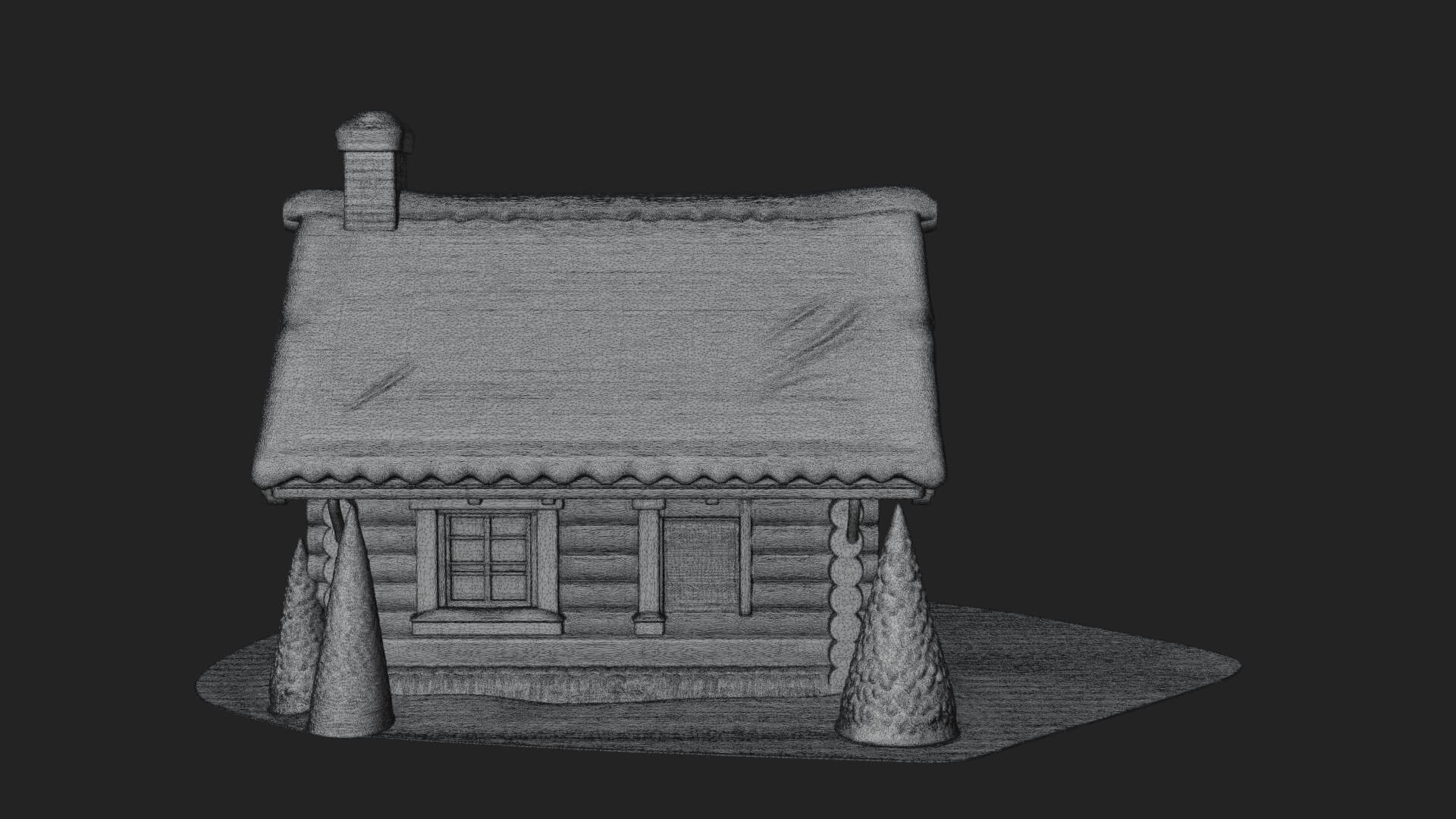 Snow Covered Log Cabin House Design 1 3D Print Model 3D Model