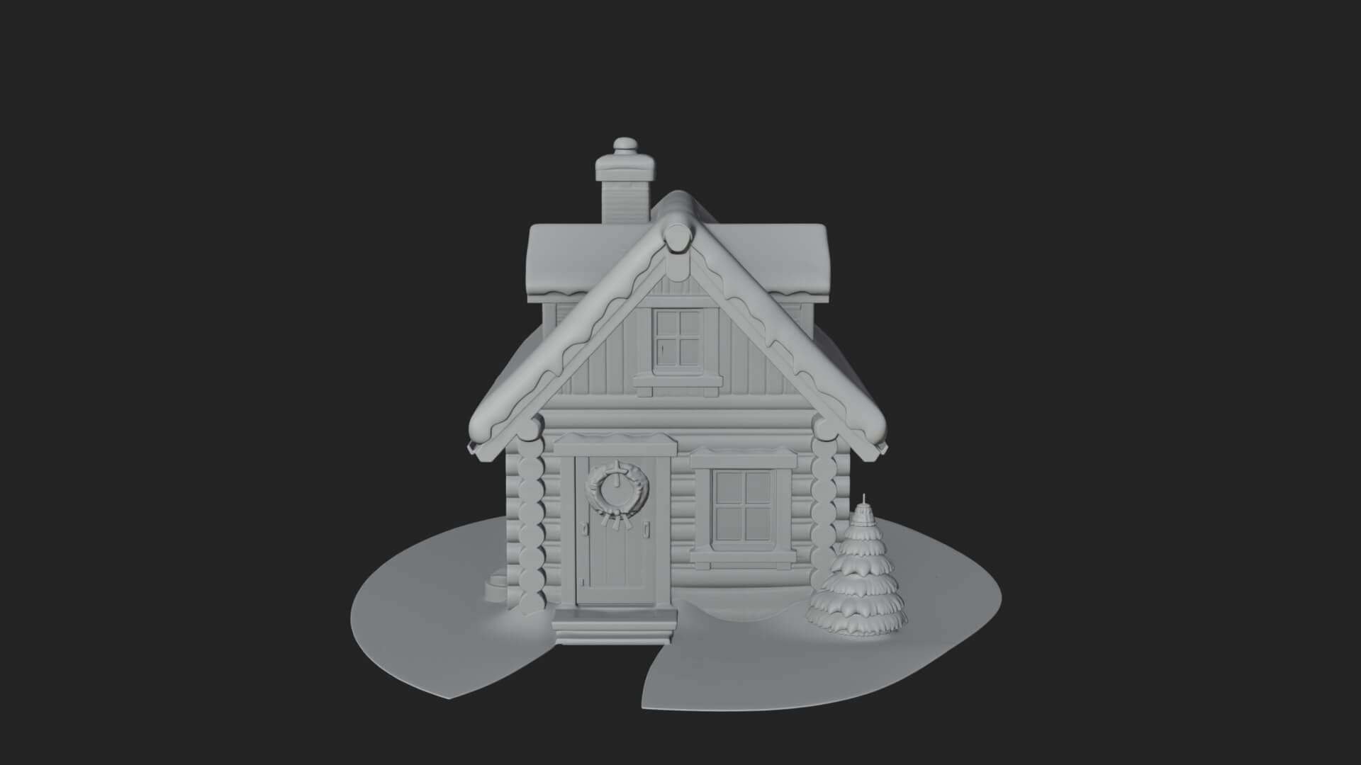 Snow Covered Log Cabin House Design 2 3D Print Model 3D Model