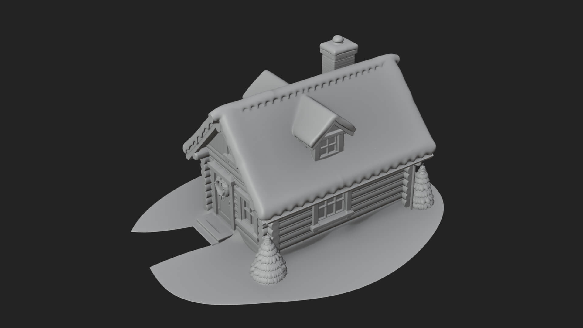 Snow Covered Log Cabin House Design 2 3D Print Model 3D Model