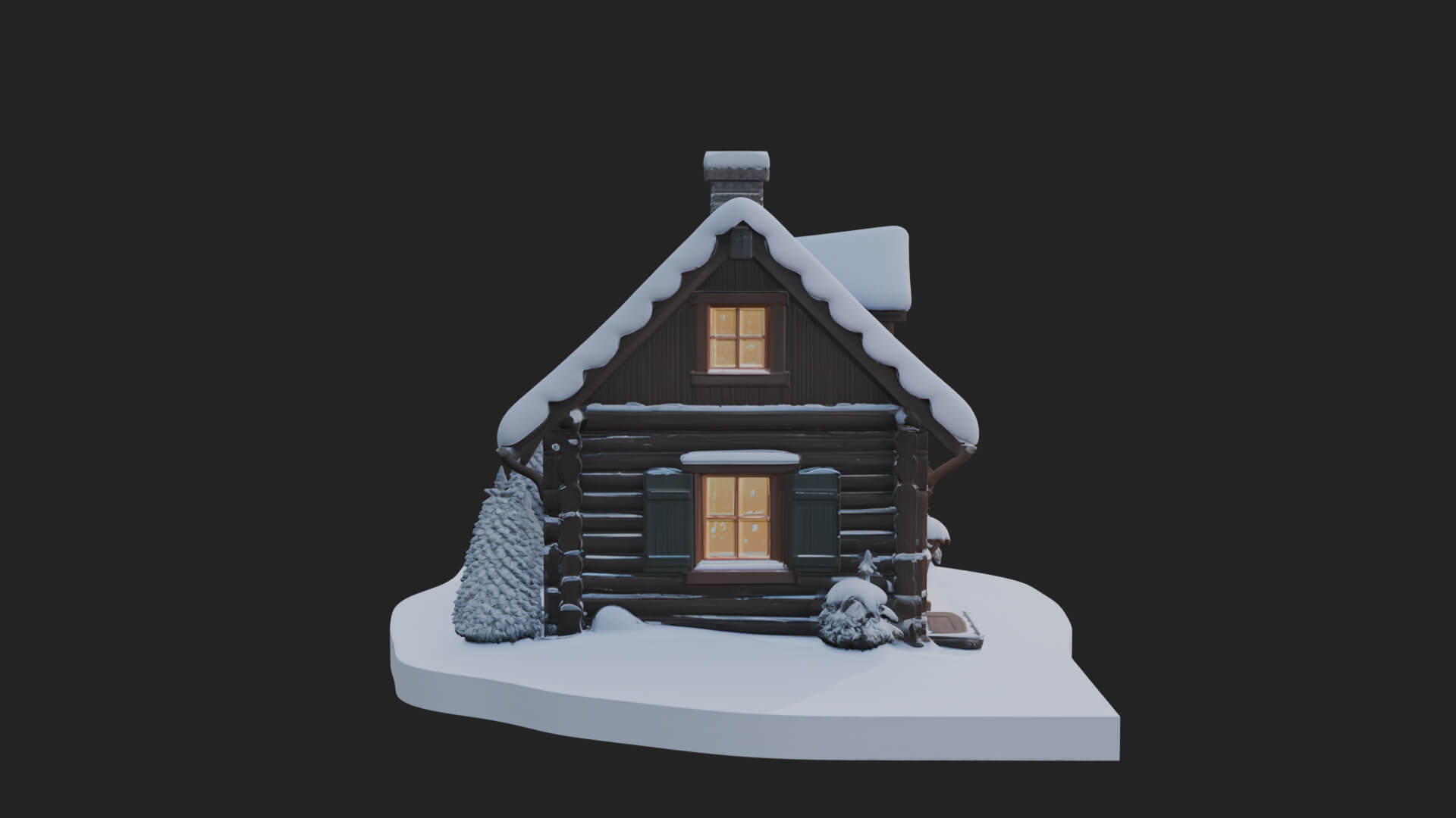 Snow Covered Log Cabin House Design 3 3D Print Model 3D Model