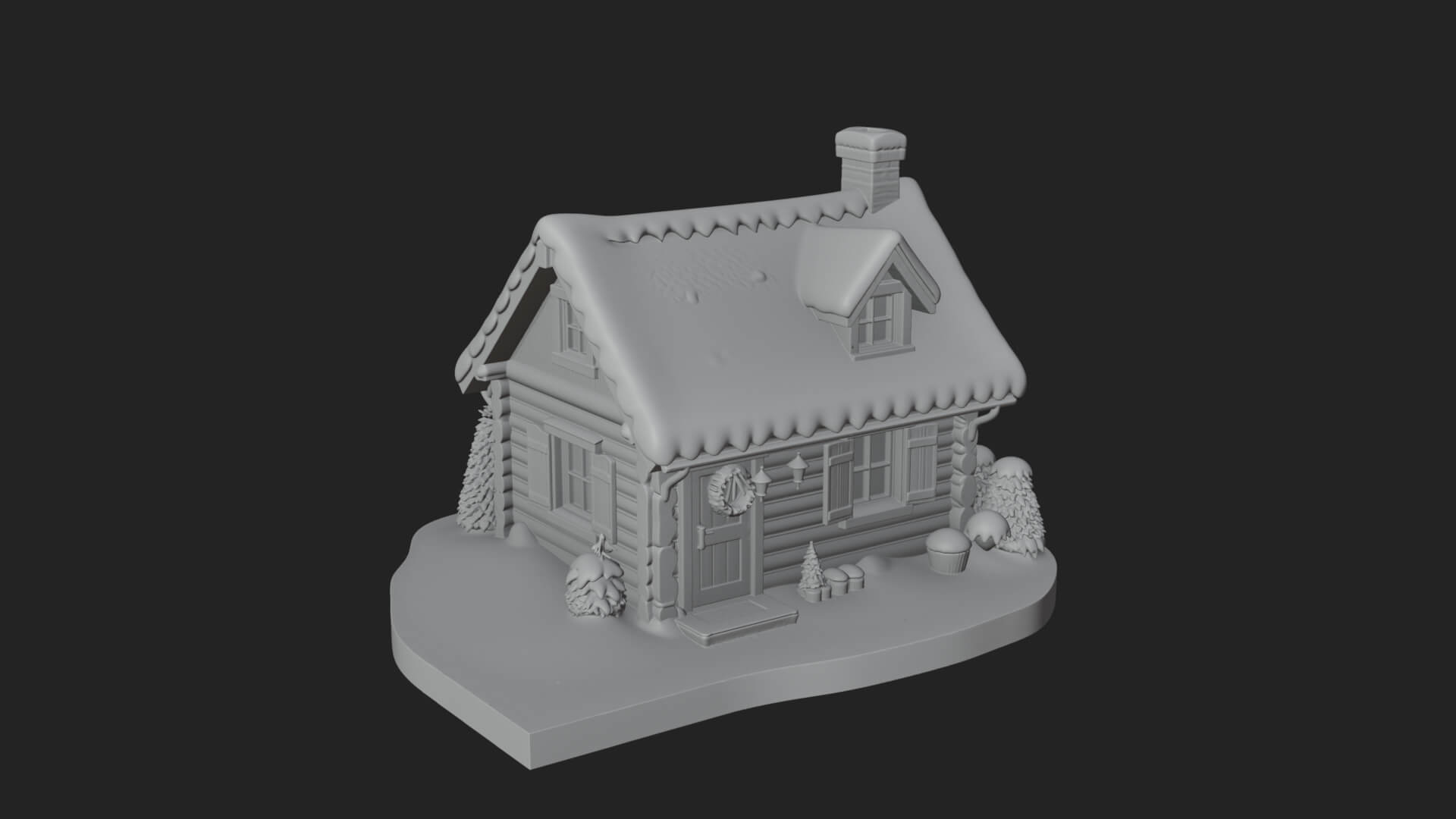 Snow Covered Log Cabin House Design 3 3D Print Model 3D Model