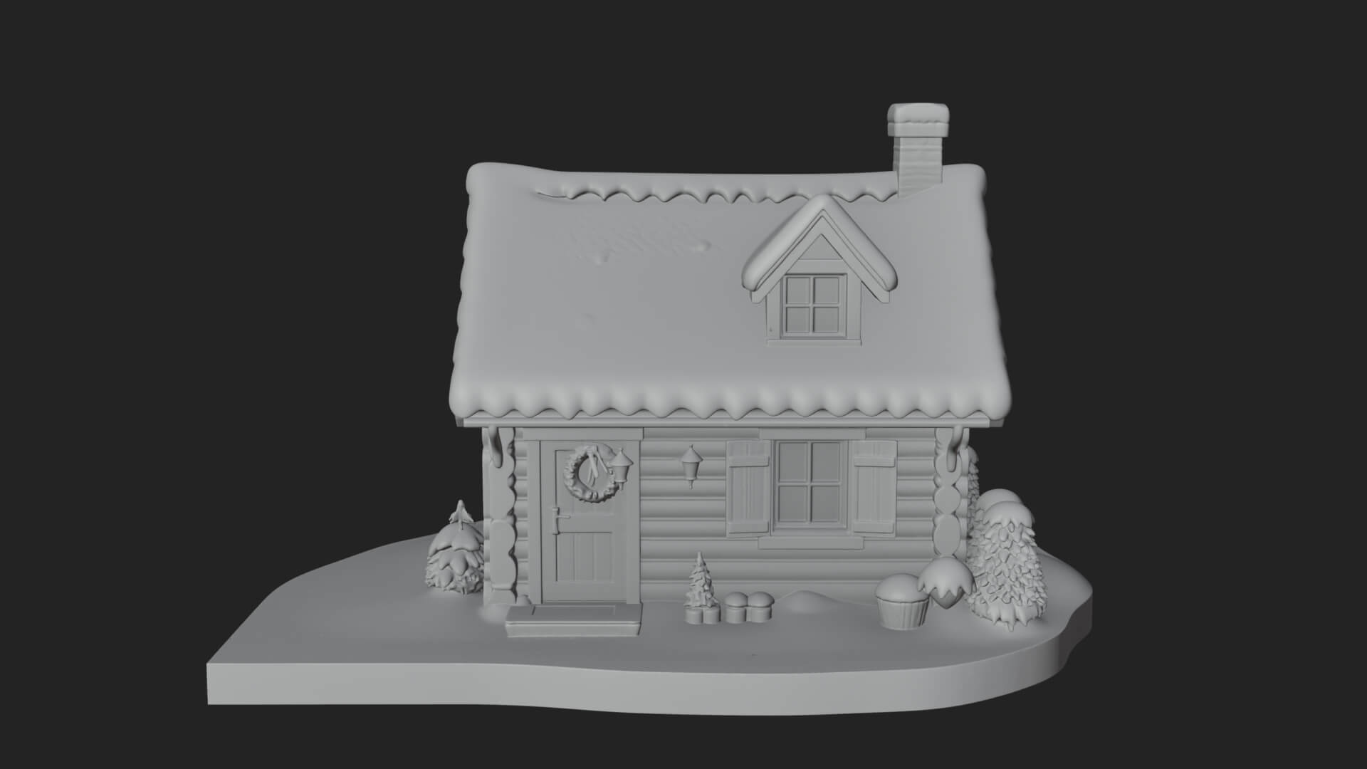 Snow Covered Log Cabin House Design 3 3D Print Model 3D Model