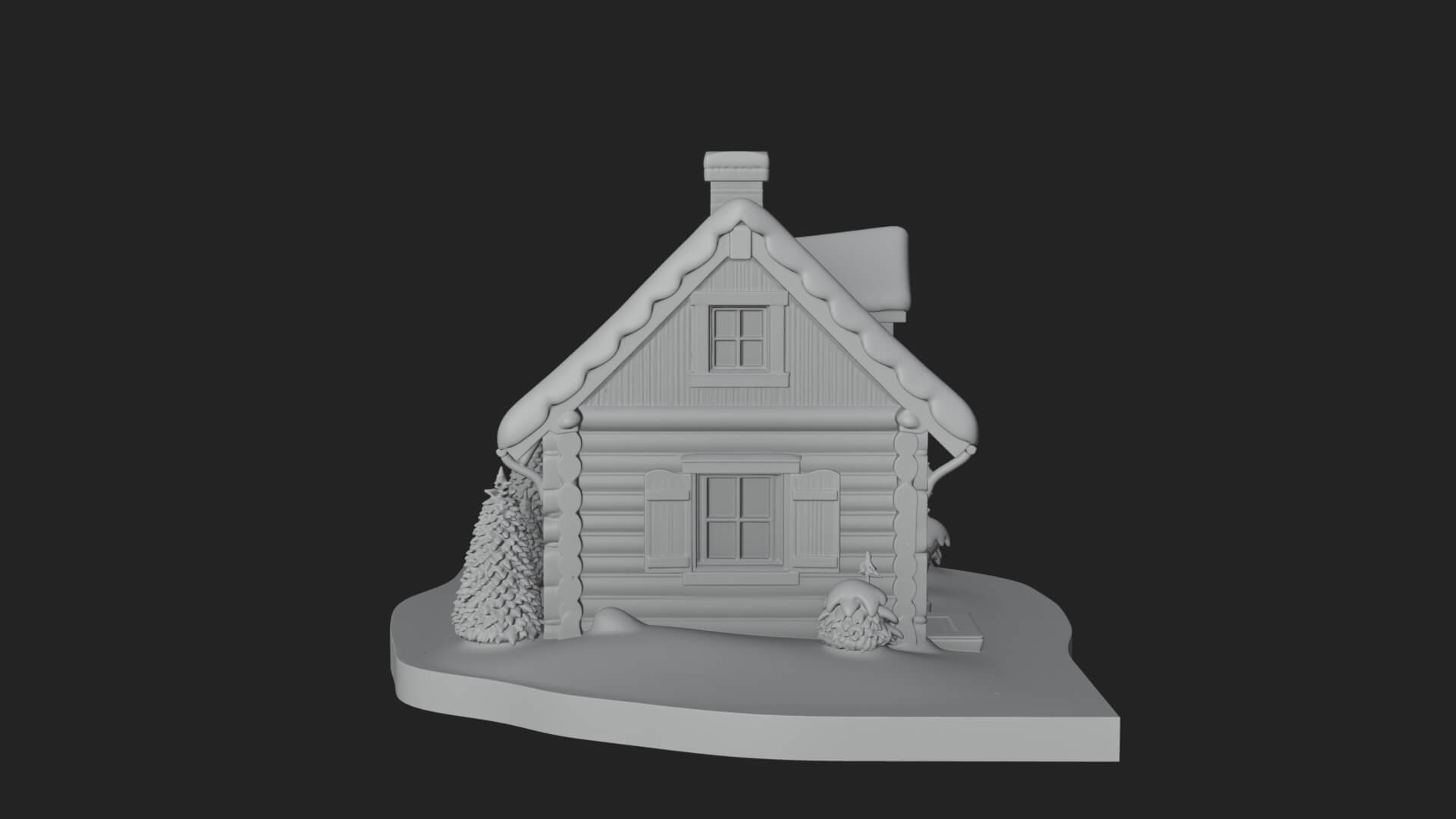 Snow Covered Log Cabin House Design 3 3D Print Model 3D Model