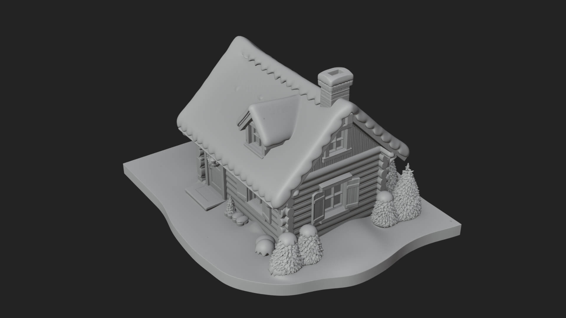 Snow Covered Log Cabin House Design 3 3D Print Model 3D Model
