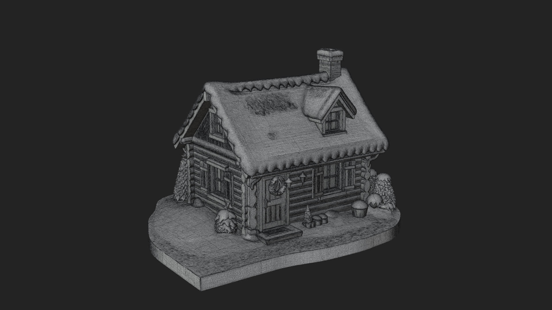 Snow Covered Log Cabin House Design 3 3D Print Model 3D Model
