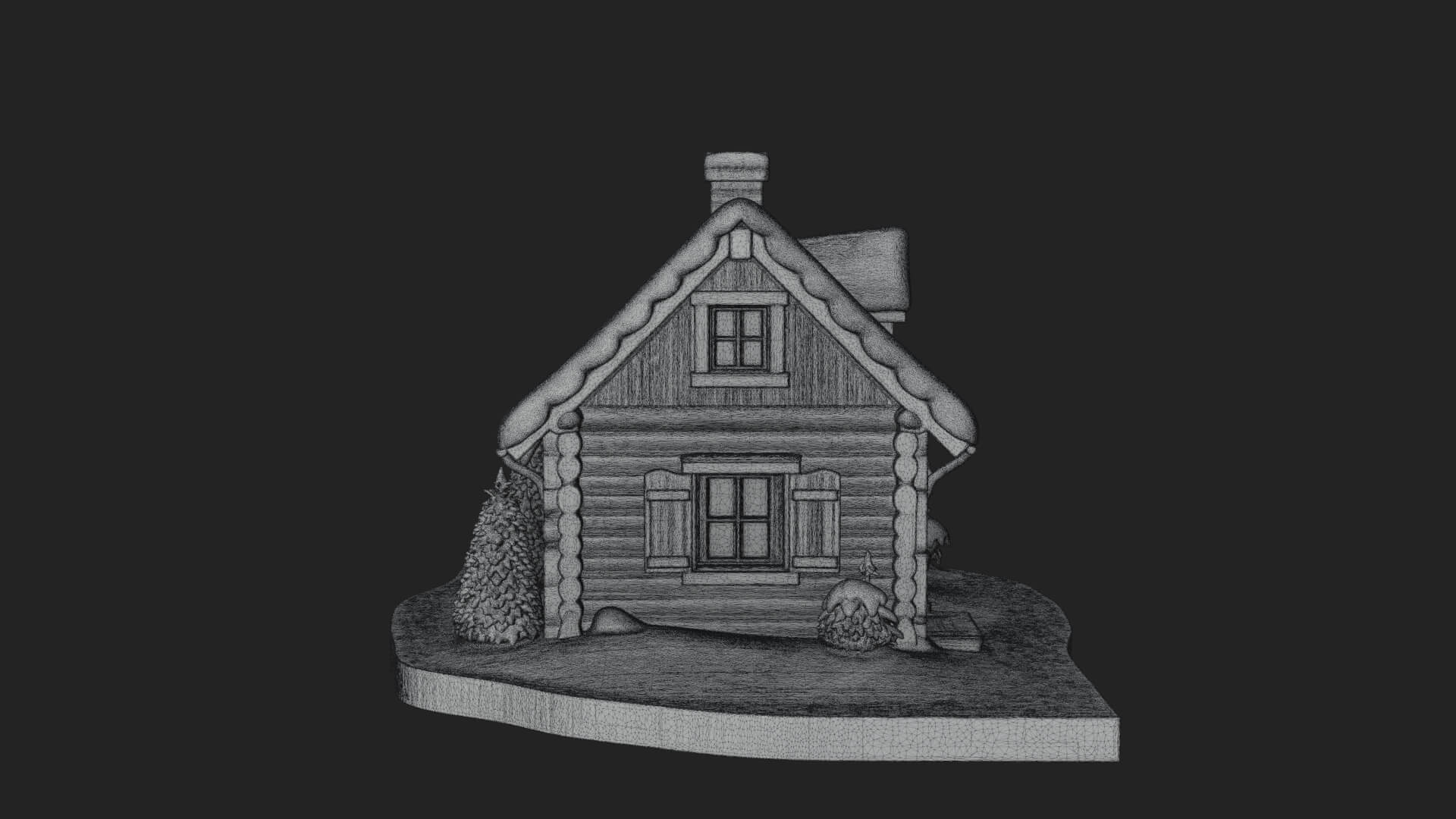Snow Covered Log Cabin House Design 3 3D Print Model 3D Model