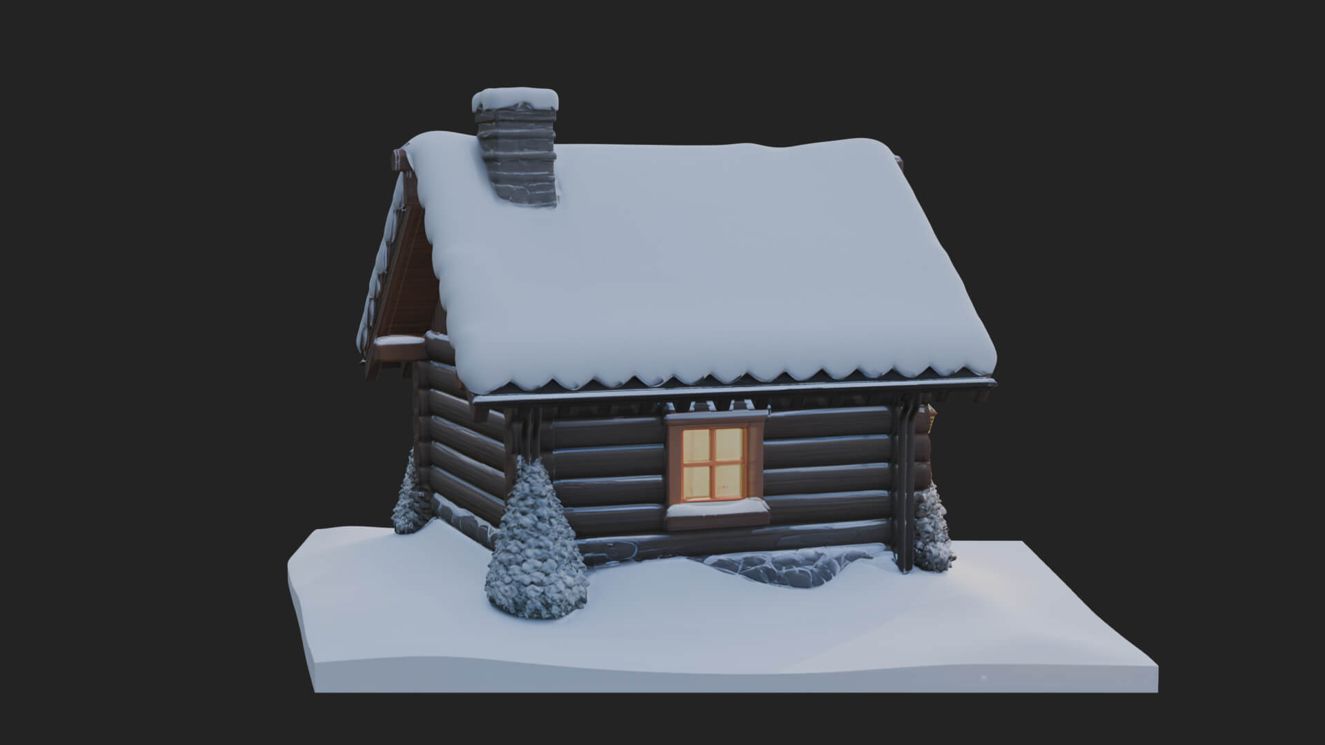 Snow Covered Log Cabin House Design 4 3D Print Model 3D Model