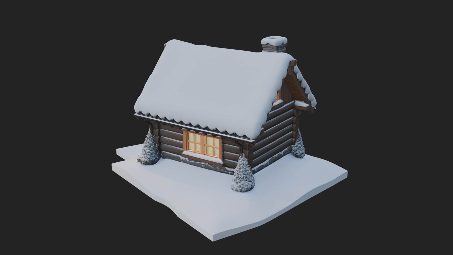 Snow Covered Log Cabin House Design 4 3D Print Model 3D Model