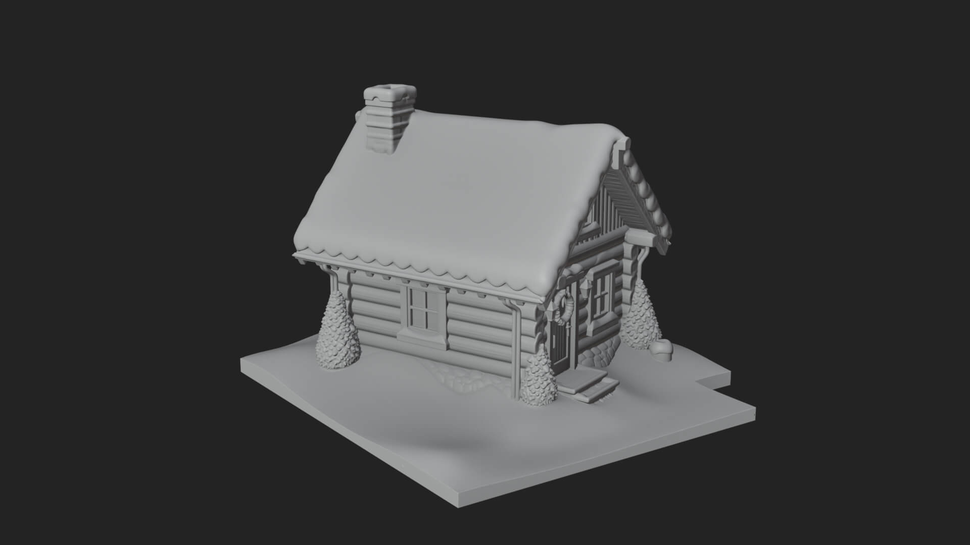 Snow Covered Log Cabin House Design 4 3D Print Model 3D Model