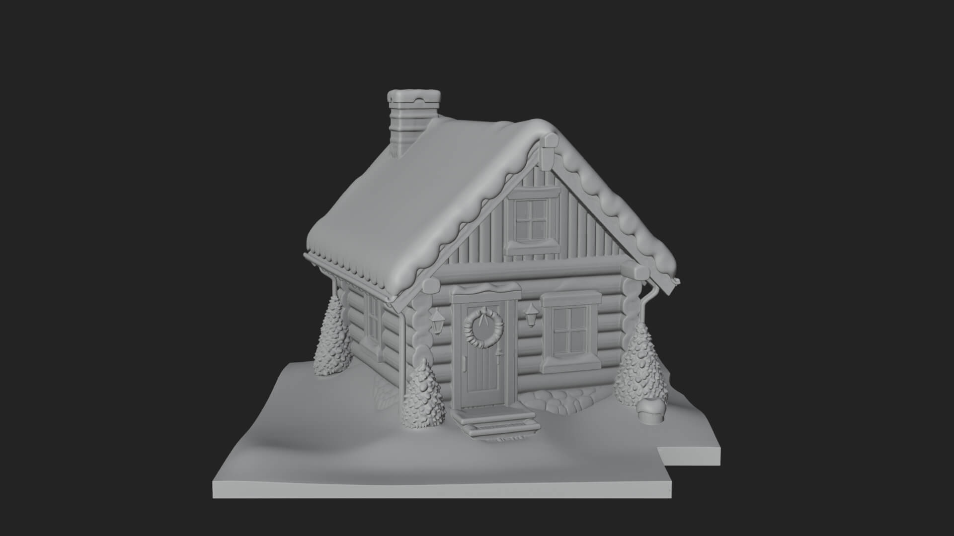 Snow Covered Log Cabin House Design 4 3D Print Model 3D Model