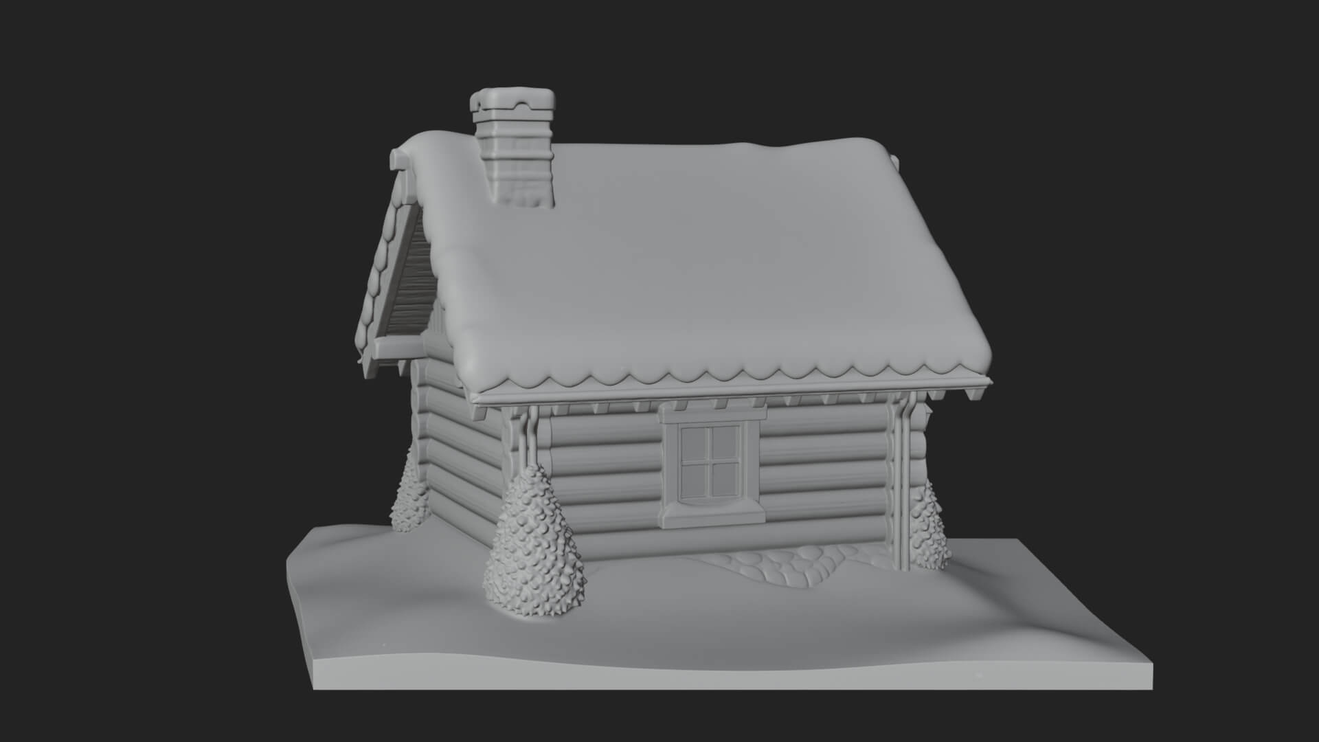 Snow Covered Log Cabin House Design 4 3D Print Model 3D Model