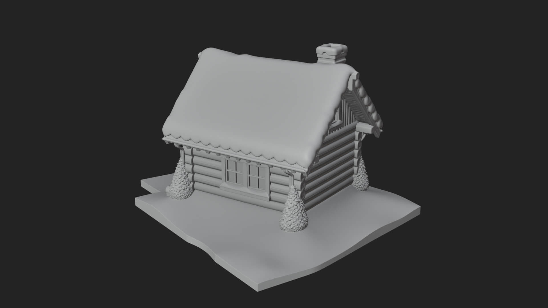 Snow Covered Log Cabin House Design 4 3D Print Model 3D Model