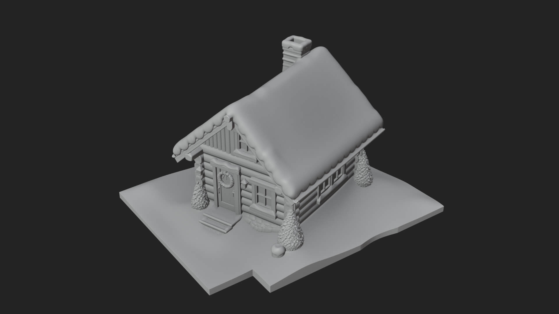 Snow Covered Log Cabin House Design 4 3D Print Model 3D Model