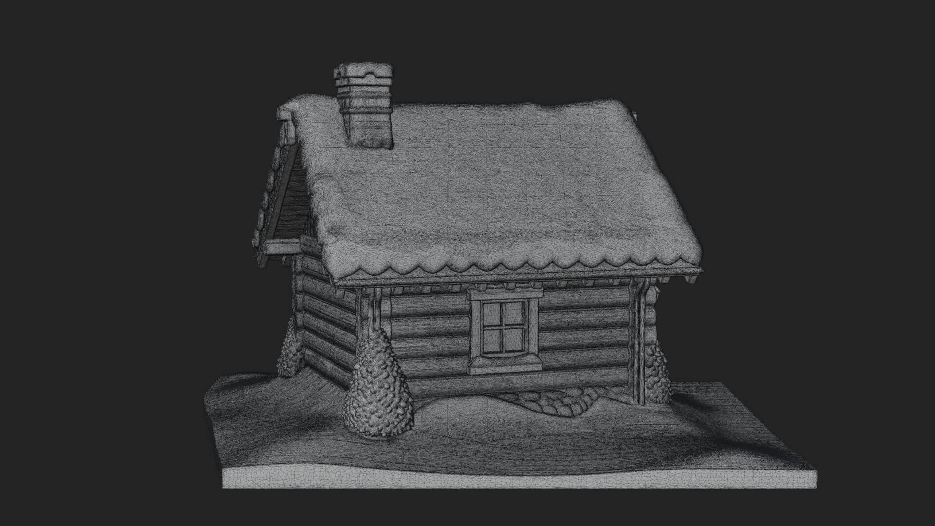 Snow Covered Log Cabin House Design 4 3D Print Model 3D Model