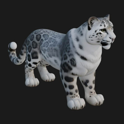 Snow Leopard Statue Design 1 3D Print Model