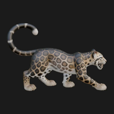 Snow Leopard Statue Design 2 3D Print Model