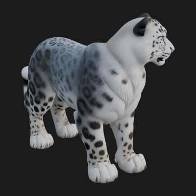 Snow Leopard Statue Design 3 3D Print Model
