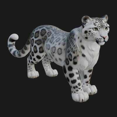 Snow Leopard Statue Design 4 3D Print Model