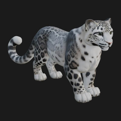 Snow Leopard Statue Design 5 3D Print Model