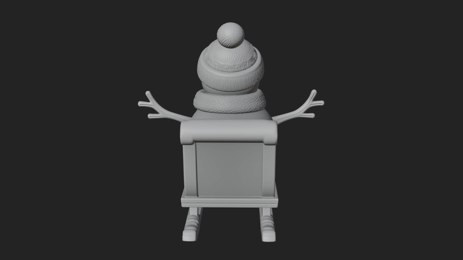 Snowman in Sleigh Statue Design 2 3D Print Model 3D Model