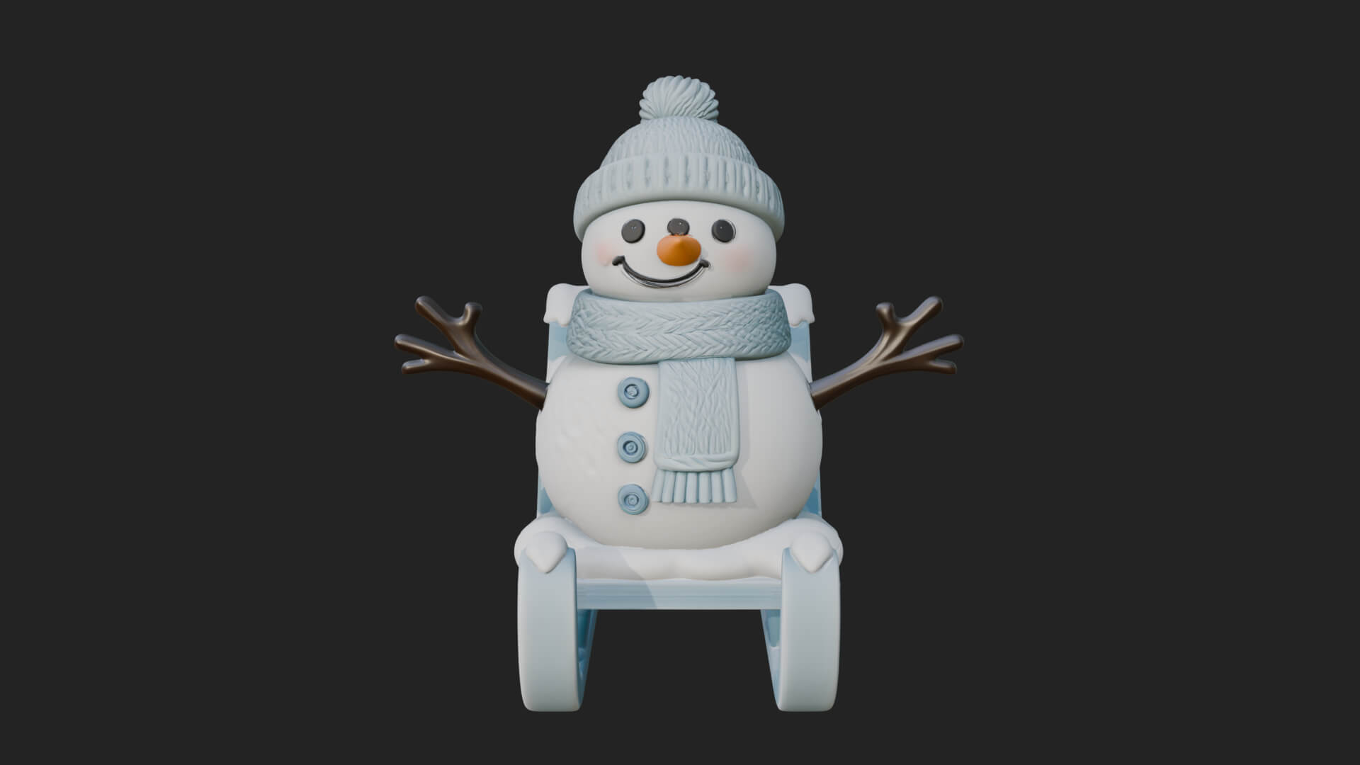 Snowman in Sleigh Statue Design 3 3D Print Model 3D Model