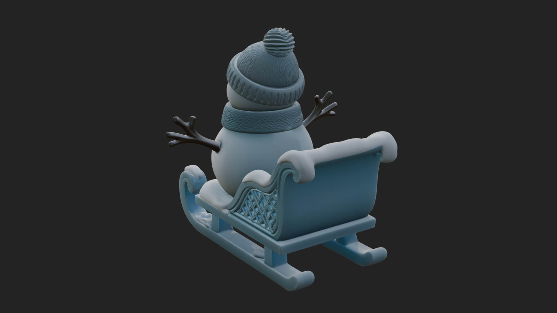 Snowman in Sleigh Statue Design 3 3D Print Model 3D Model
