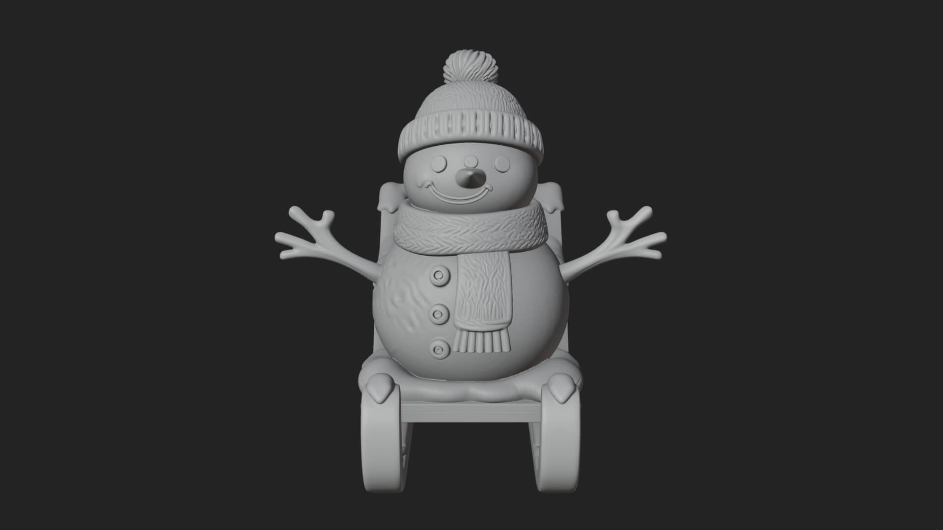 Snowman in Sleigh Statue Design 3 3D Print Model 3D Model