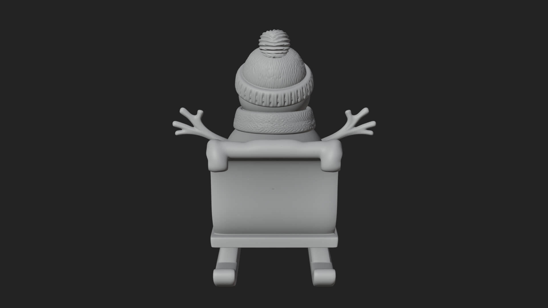 Snowman in Sleigh Statue Design 3 3D Print Model 3D Model