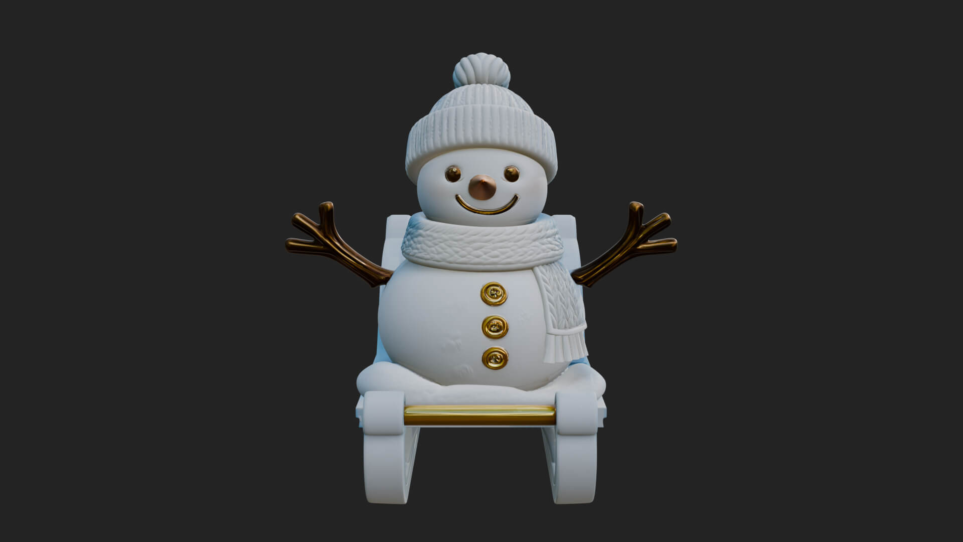 Snowman in Sleigh Statue Design 4 3D Print Model 3D Model