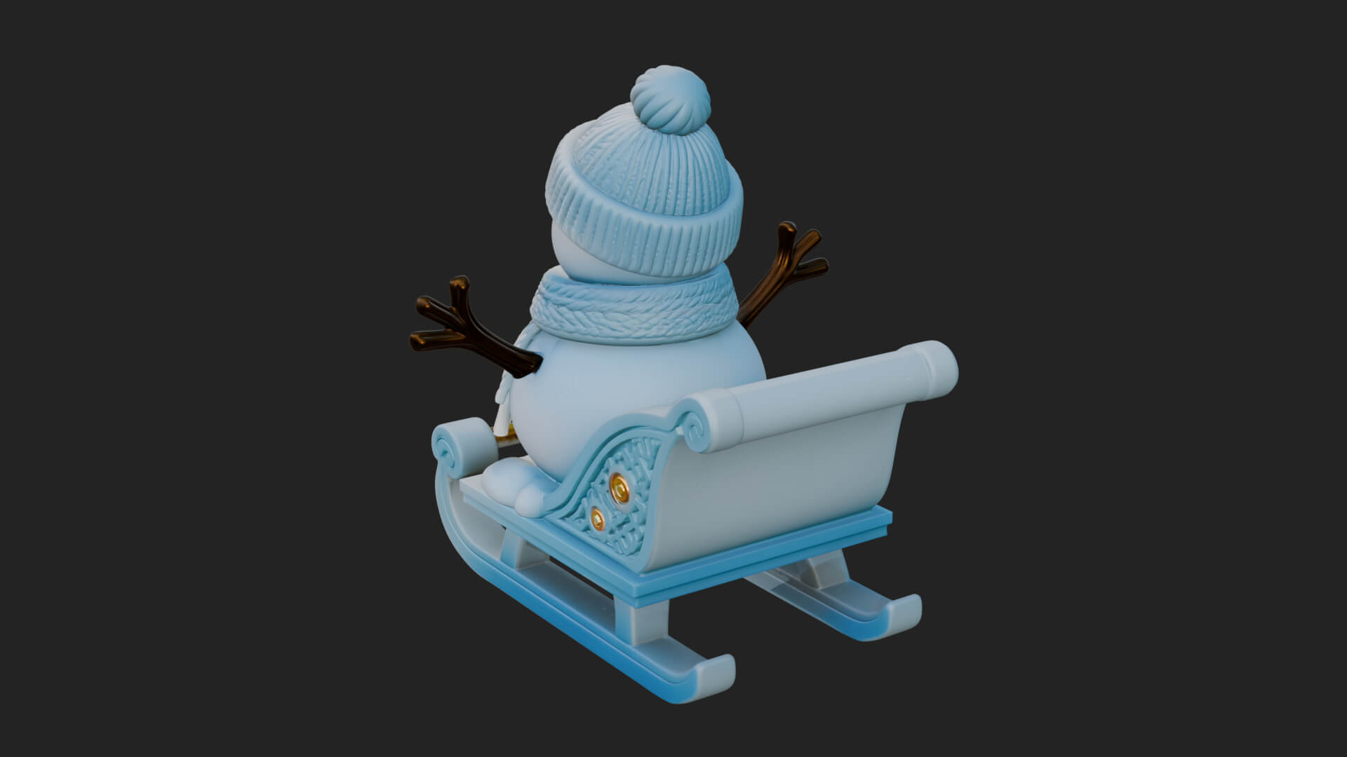 Snowman in Sleigh Statue Design 4 3D Print Model 3D Model