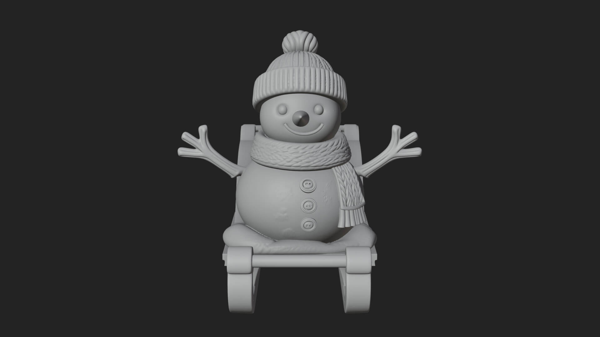 Snowman in Sleigh Statue Design 4 3D Print Model 3D Model