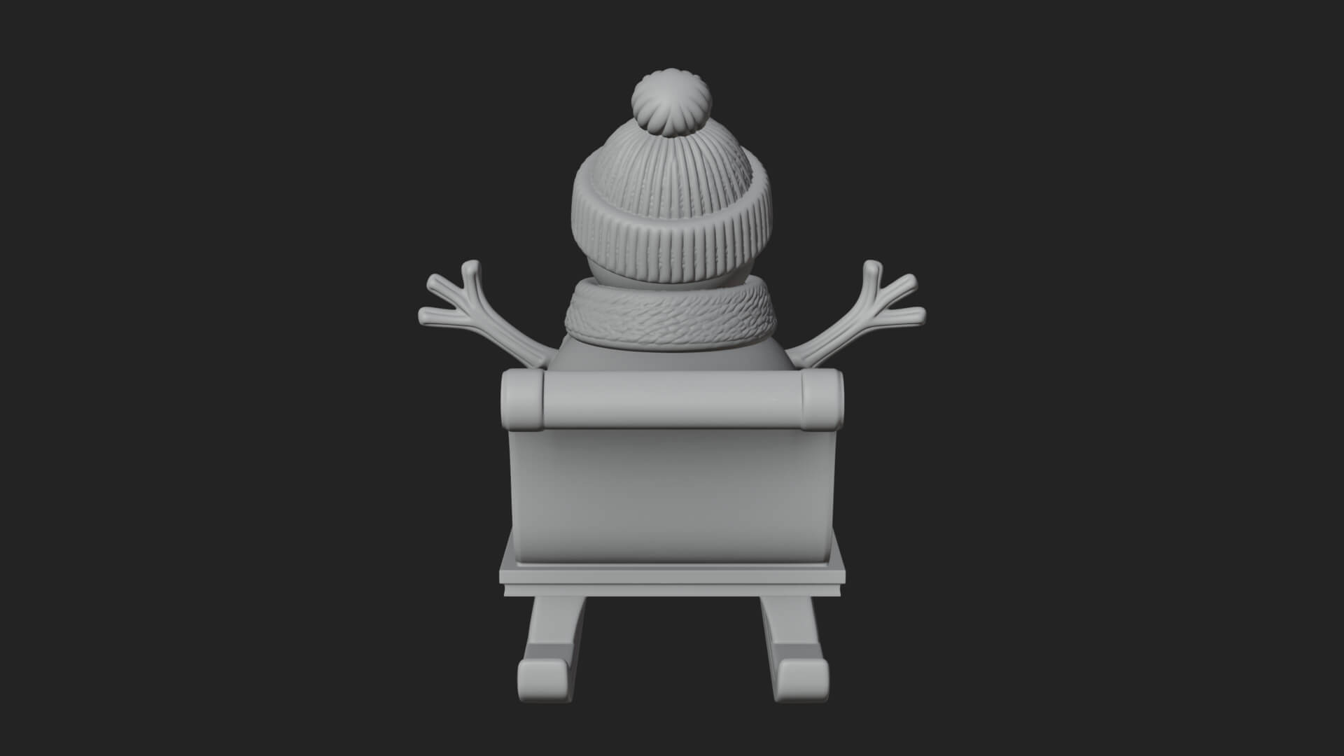 Snowman in Sleigh Statue Design 4 3D Print Model 3D Model