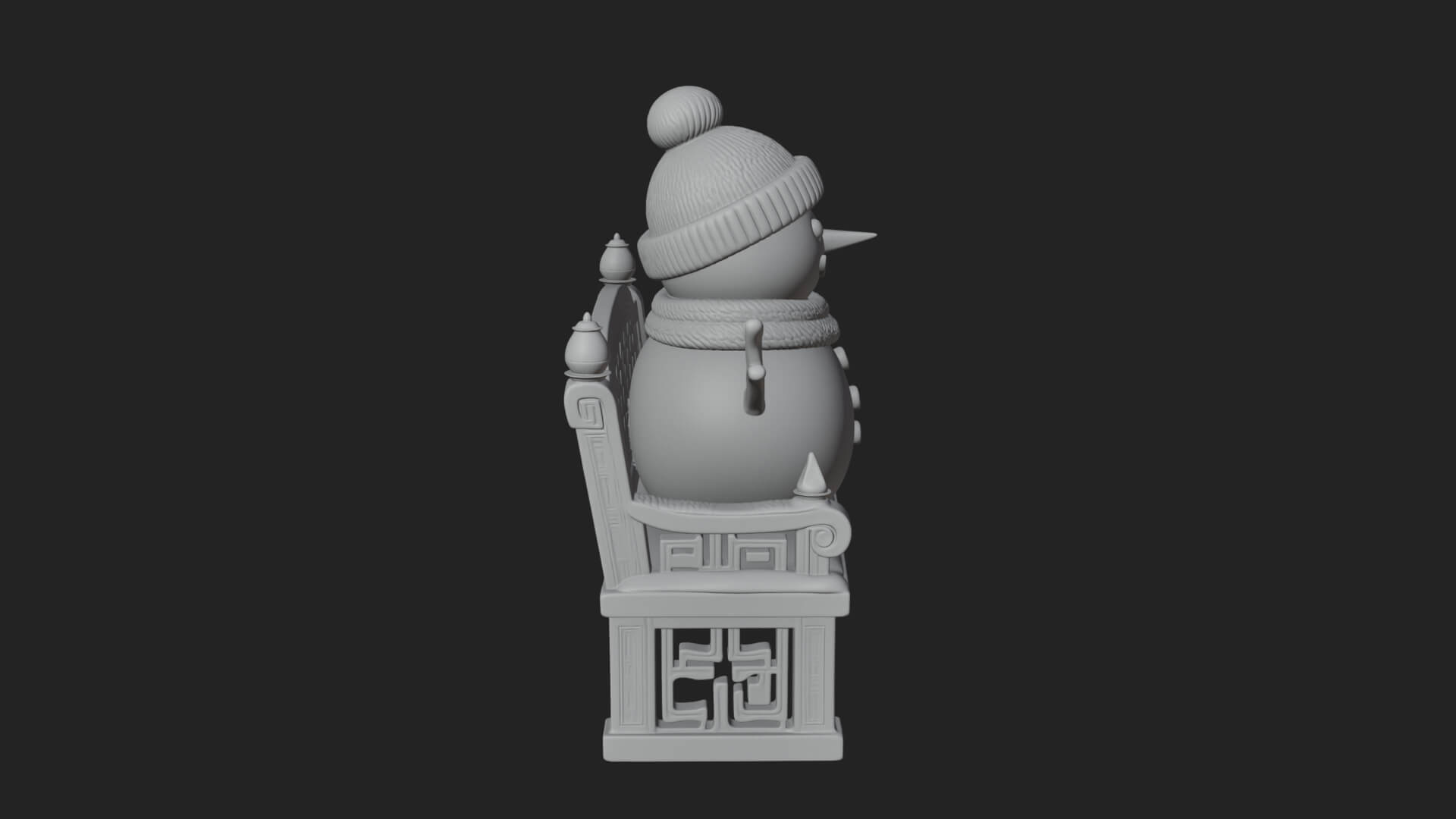 Snowman on Bench Statue Design 1 3D Print Model 3D Model