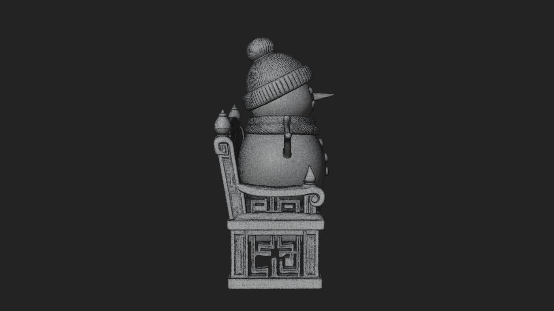 Snowman on Bench Statue Design 1 3D Print Model 3D Model