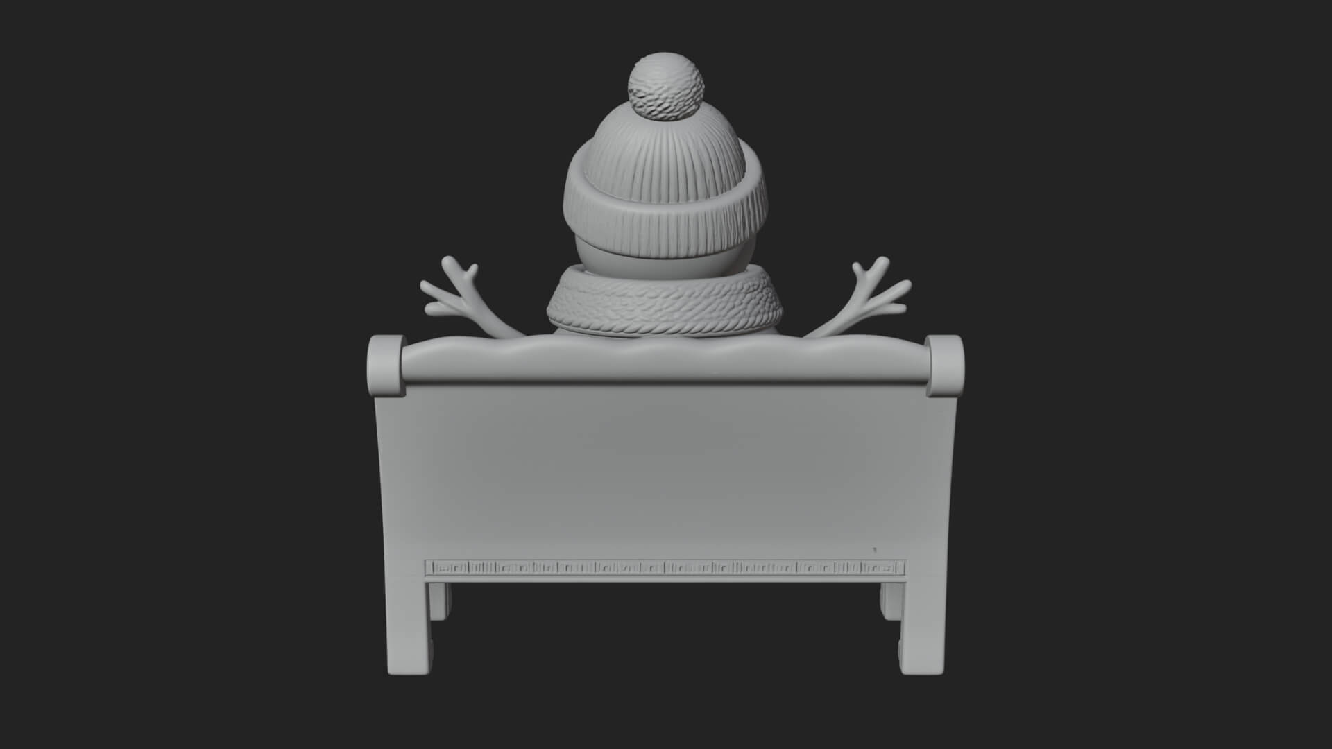 Snowman on Bench Statue Design 3 3D Print Model 3D Model